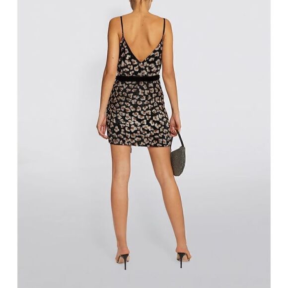 RETROFETE Sequin Claire Leopard Spaghetti Shoulder Straps Dress - Picture 2 of 9